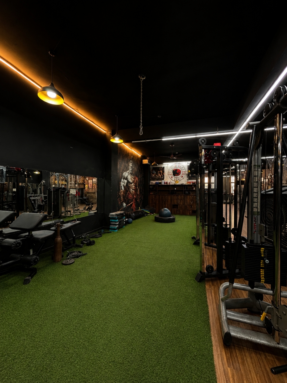 Functional turf area with mural