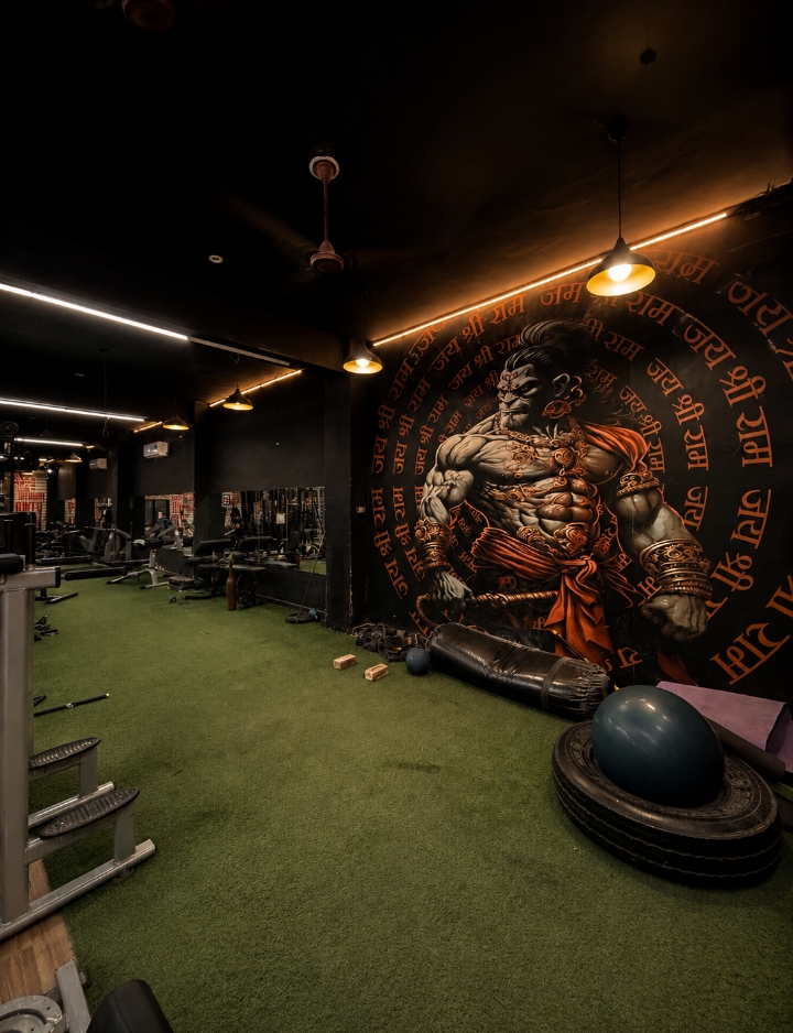 Hanuman mural and turf zone